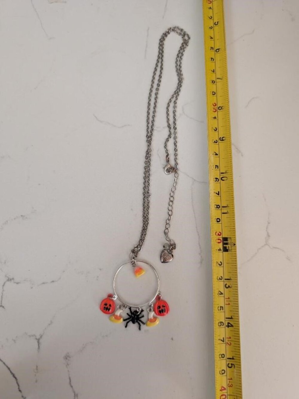 Betsey Jhonson Vintage Silver Tone Halloween Glass Charm Pendant Necklace. - Picture 7 of 7
